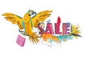 Series of Summer Sale banner with a parrot.